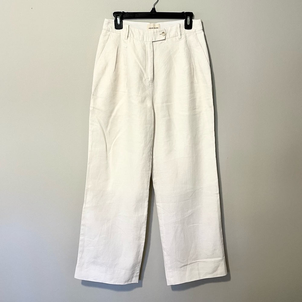 Loulou Studio Off-white Linen Bidong Trousers M